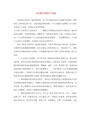 员工执行力培训个人总结