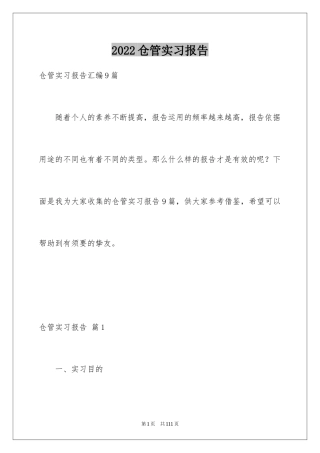 2024仓管实习报告