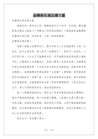 金牌班长观后感3篇