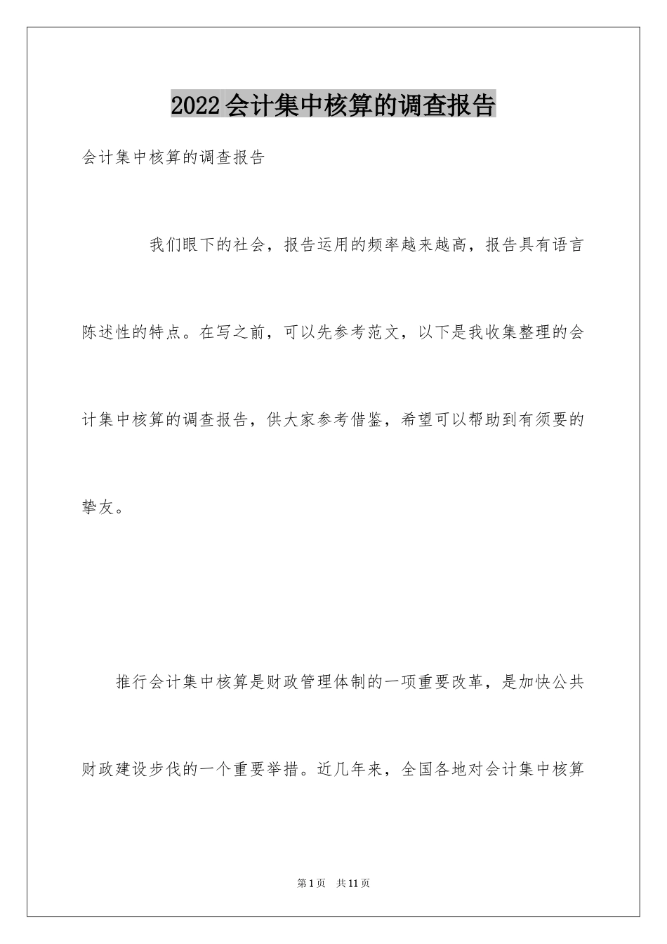 2024会计集中核算的调查报告_第1页