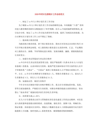 2020年村计生委统计工作总结范文