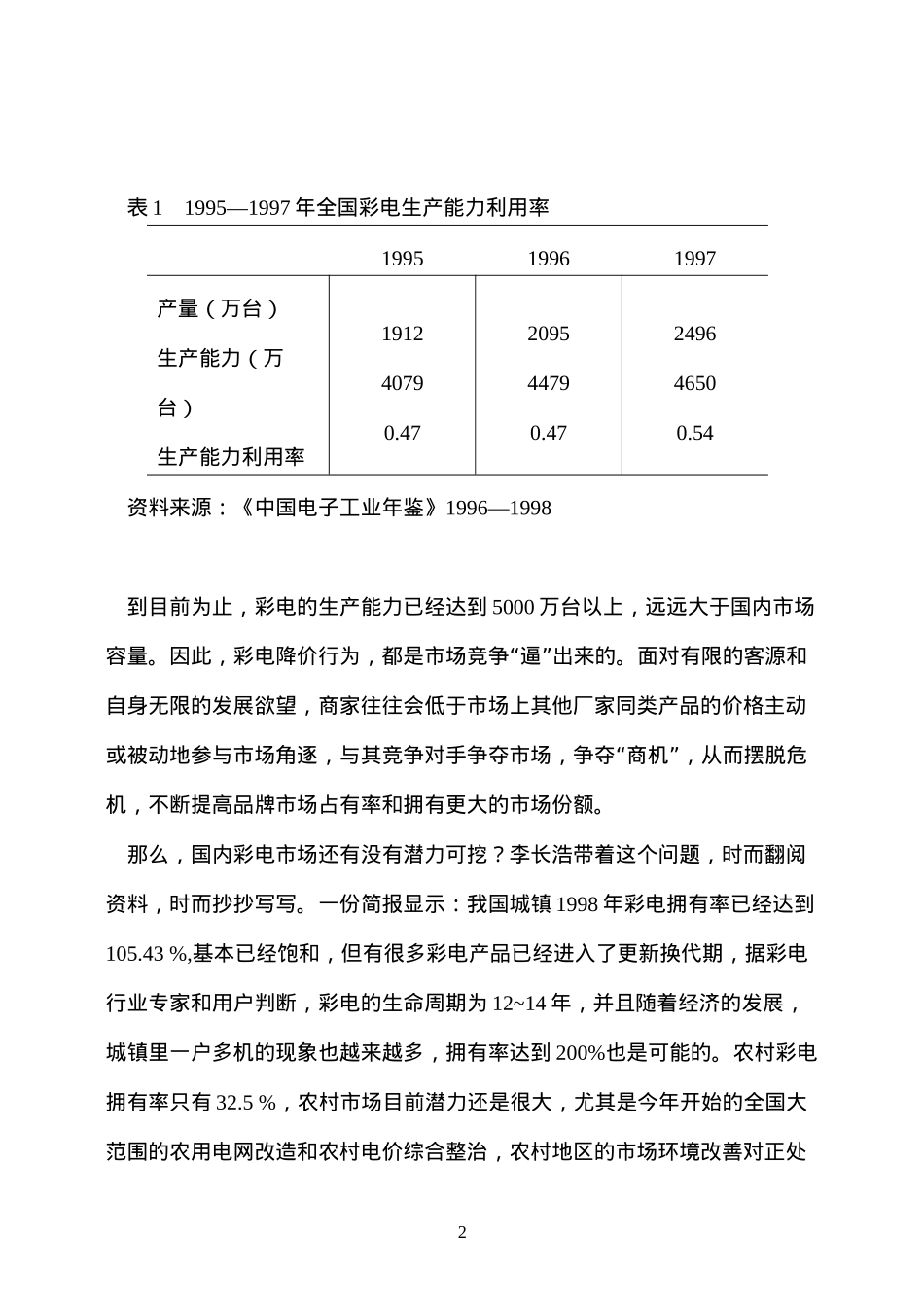 教学案例彩电市场需求预测分析_第2页