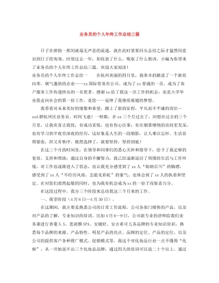 业务员的个人年终工作总结三篇