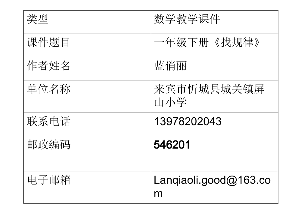 新人教数学一年级下册《找规律》_第1页