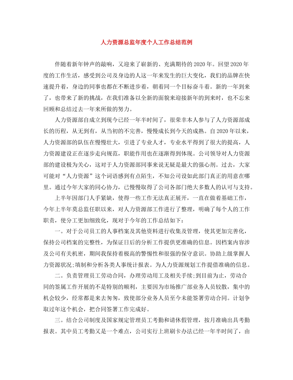 人力资源总监年度个人工作总结范例_第1页
