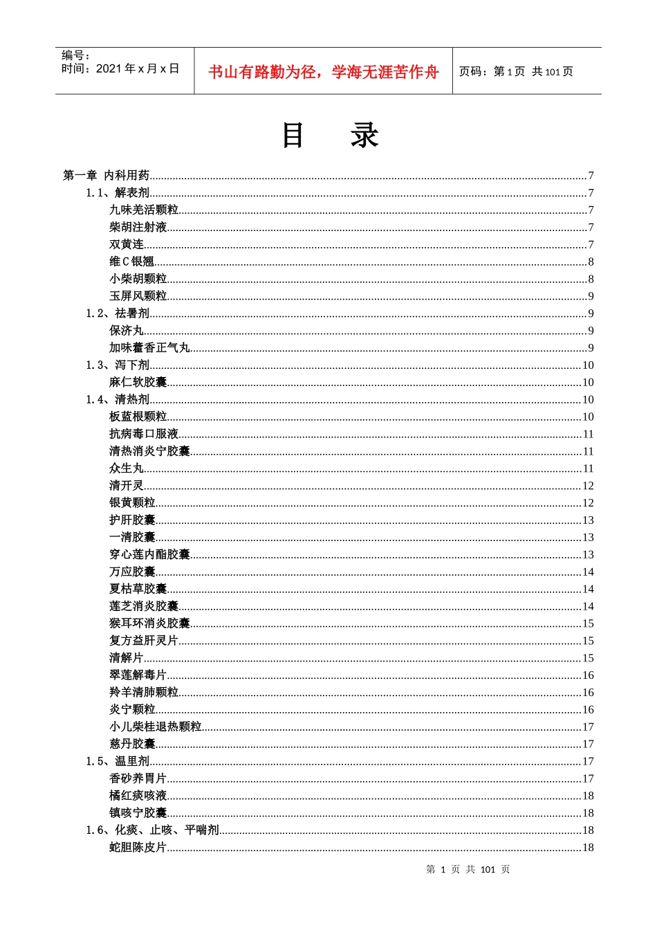 医院处方集XXXX(中成药)_第1页
