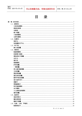 医院处方集XXXX(中成药)