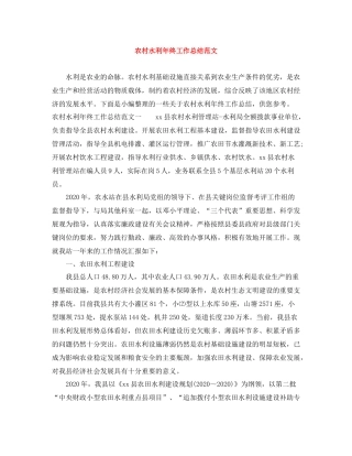 农村水利年终工作总结范文