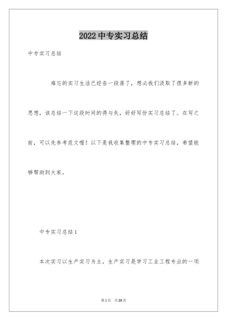 2024中专实习总结