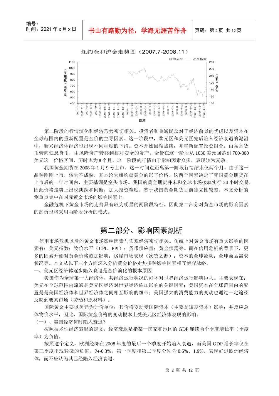 论基于金融危机的黄金市场分析_第2页