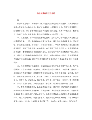 综合核算统计工作总结