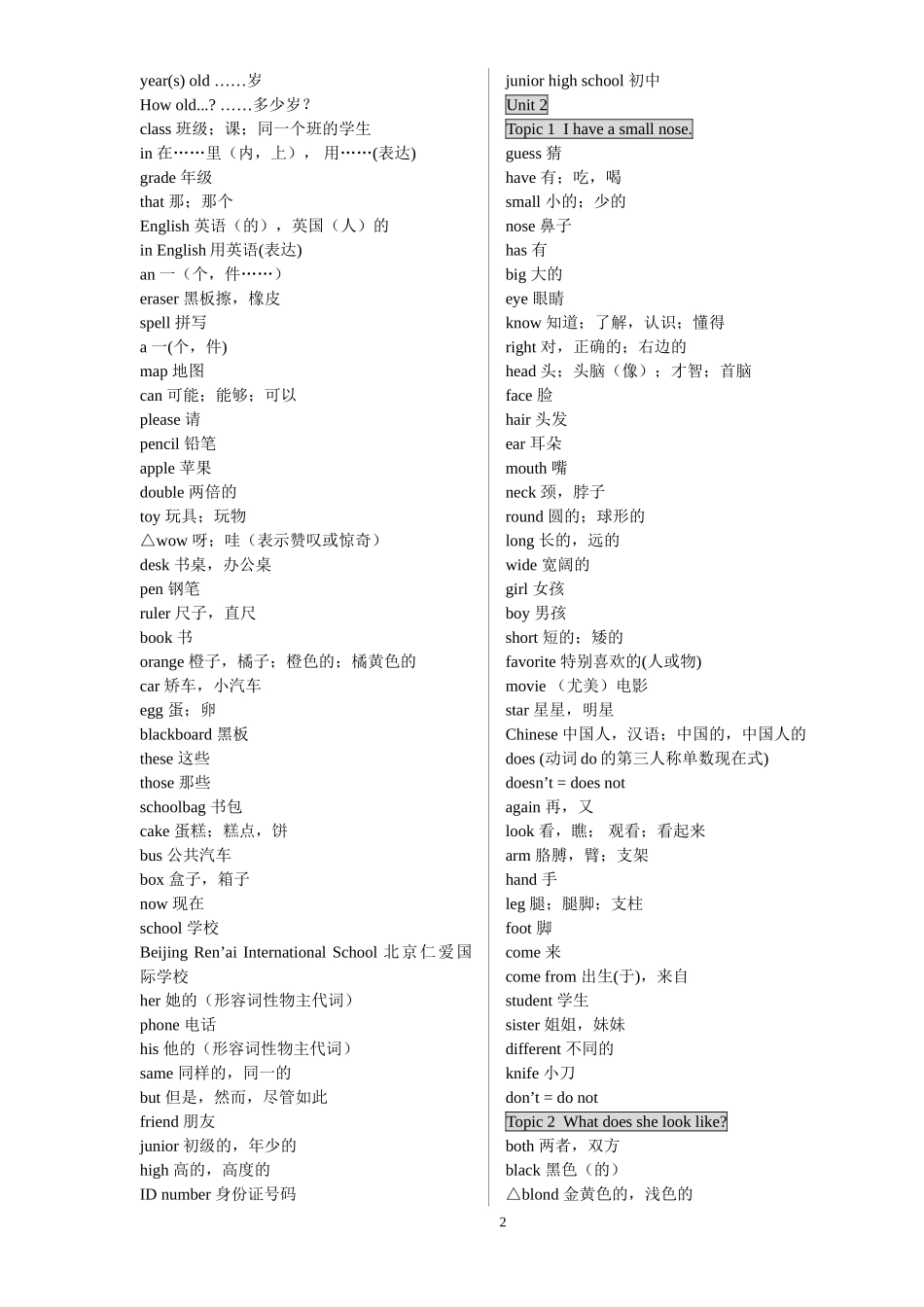 仁爱中考英语单词表(中英文)_第2页
