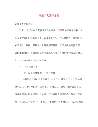 农经个人工作总结
