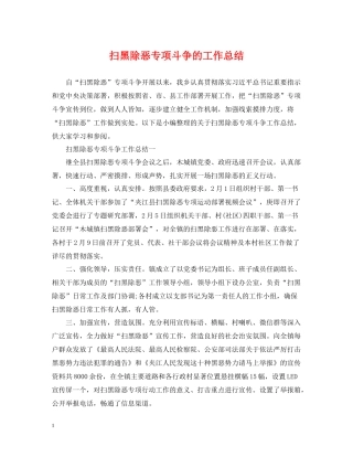 扫黑除恶专项斗争的工作总结