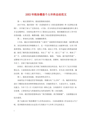 税务稽查个人年终总结范文2