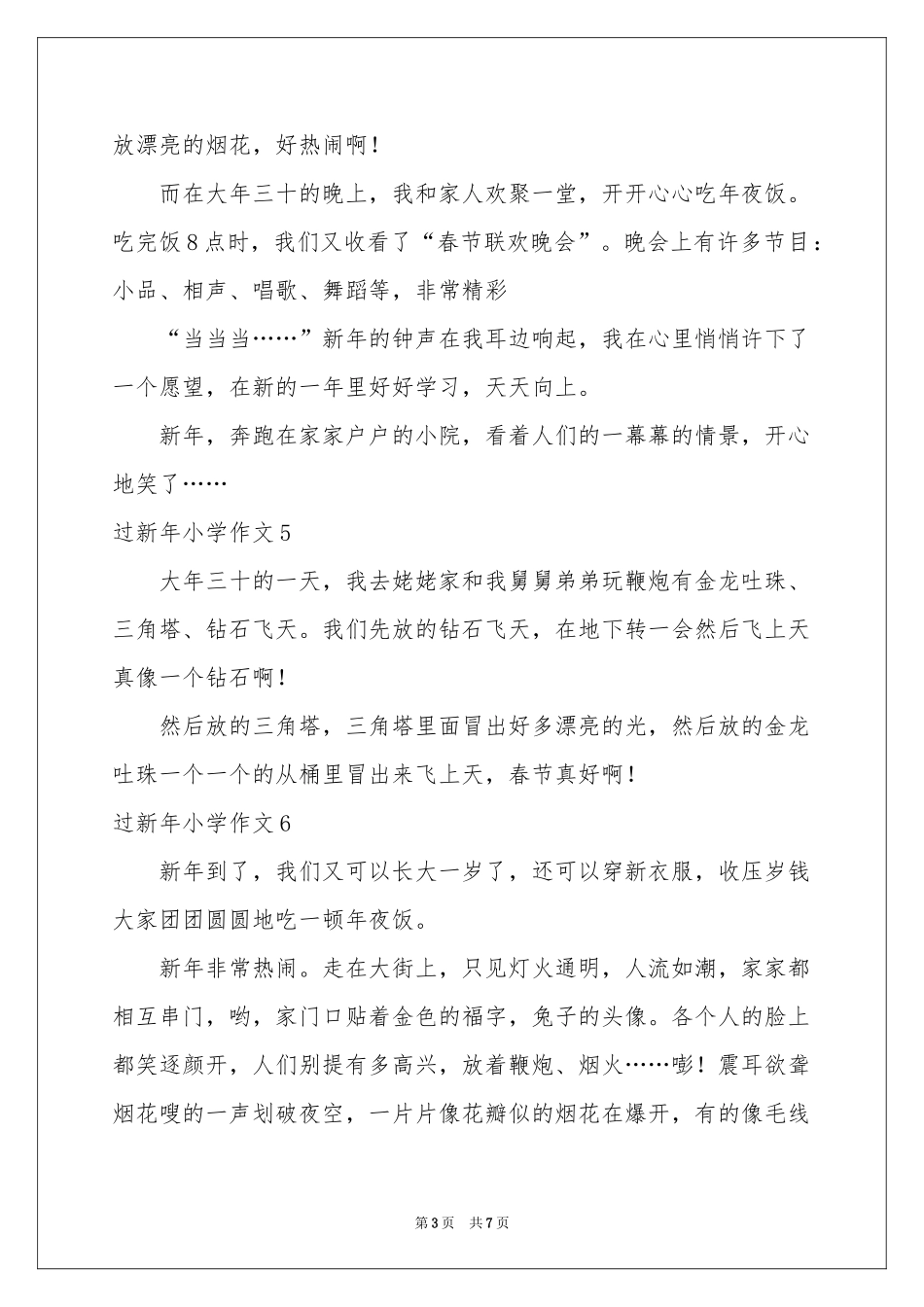 过新年小学作文_第3页