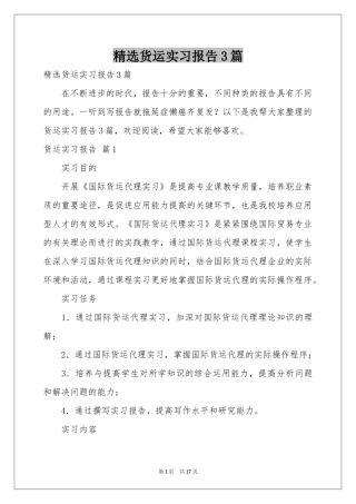 货运实习报告3篇