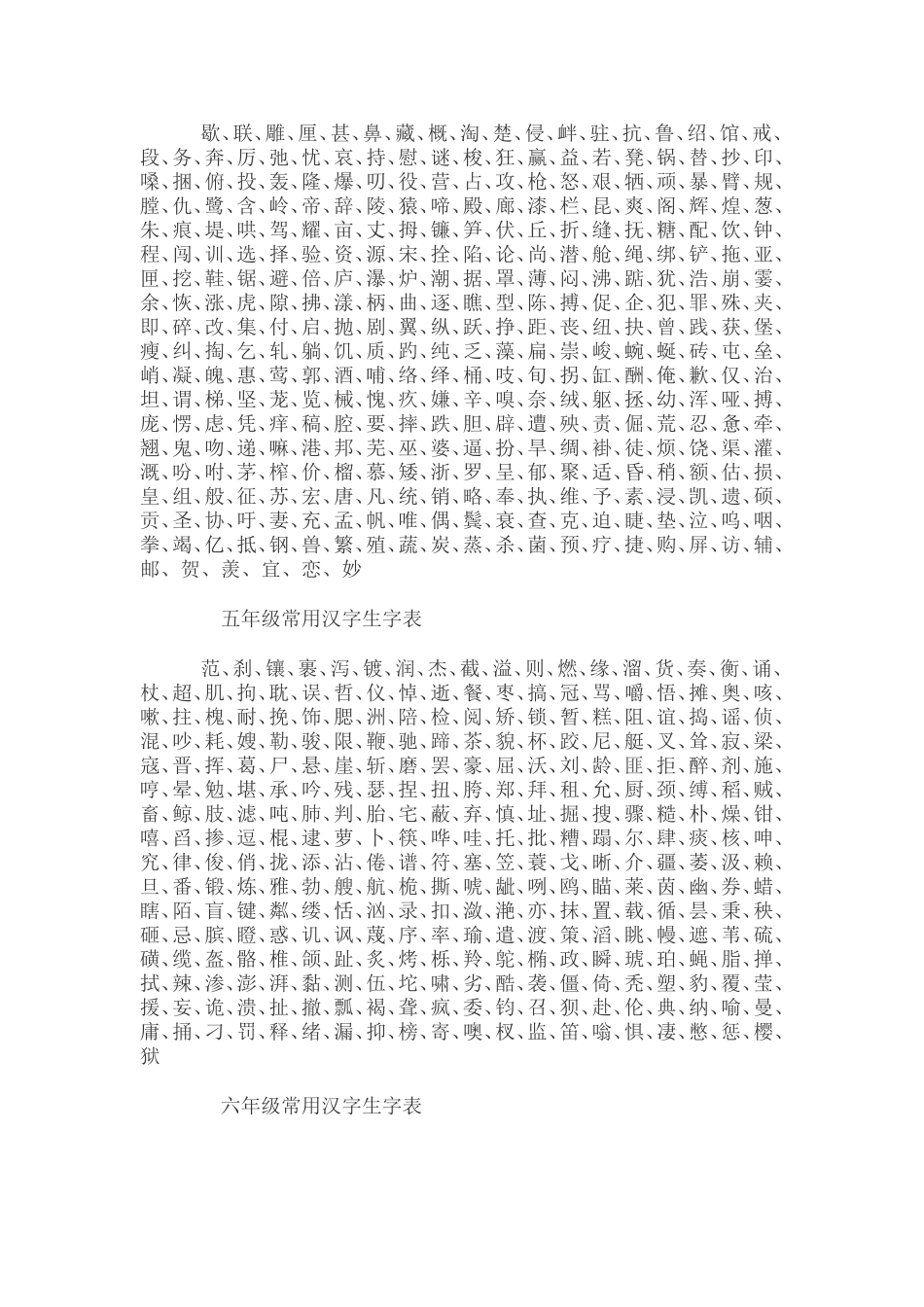 小学生常用生字表_第3页