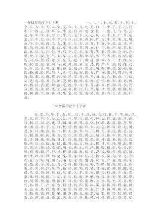 小学生常用生字表