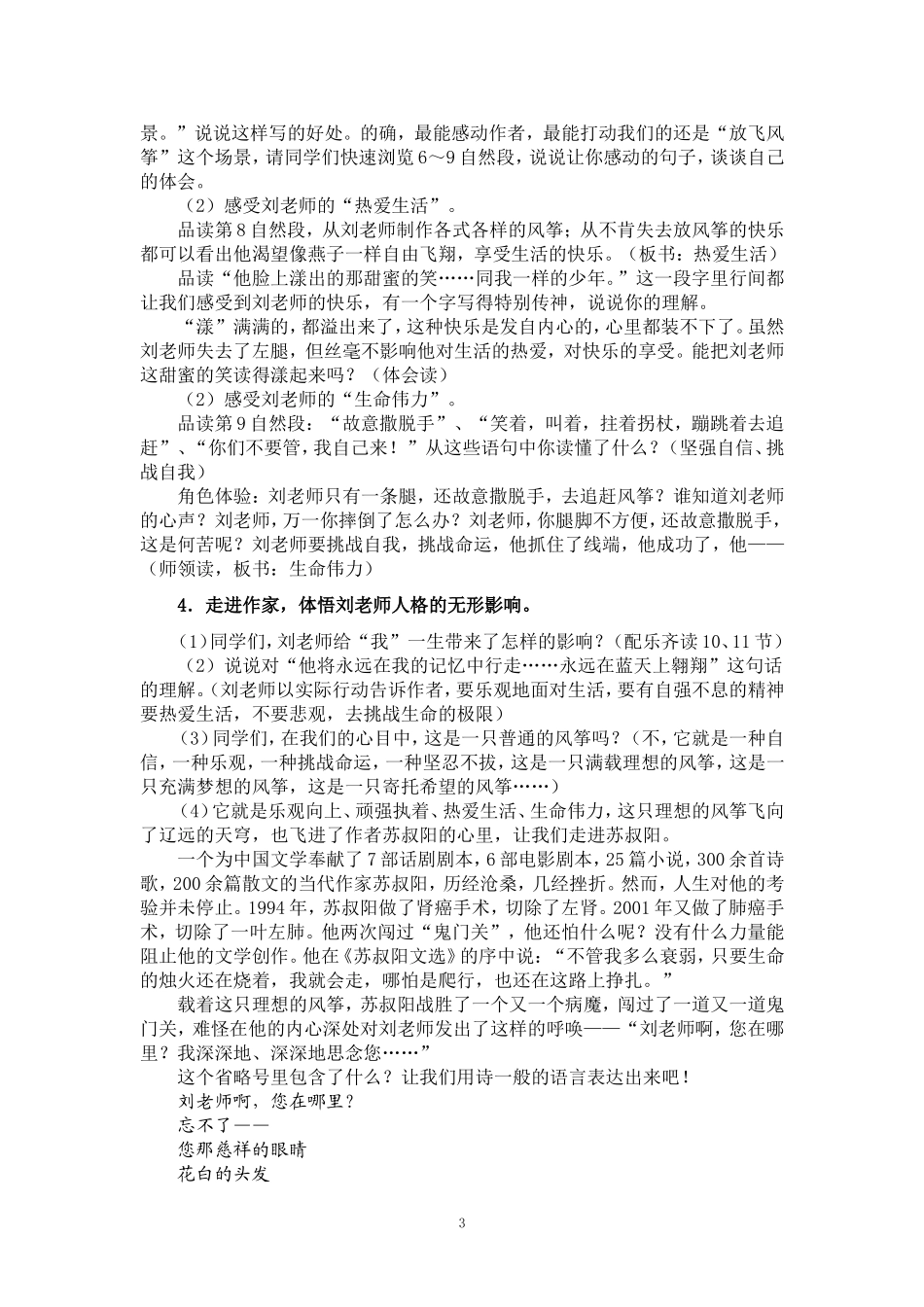 《理想的风筝》教案_第3页