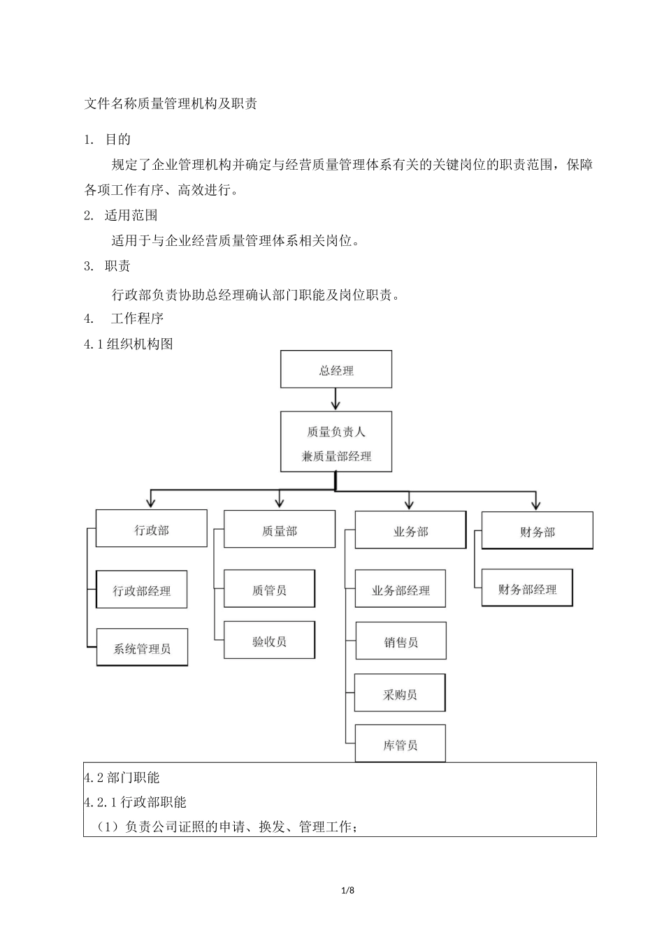 质量管理机构及职责_第1页