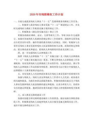 2020年市残联维权工作计划 