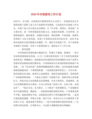 2020年市旅游局工作计划 