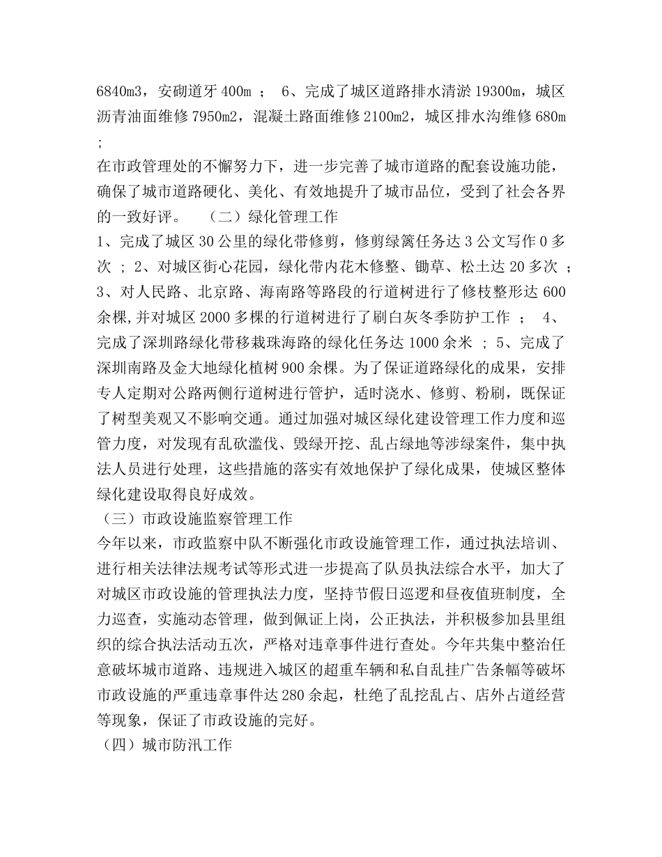 2020年市政管理处工作总结 _第2页