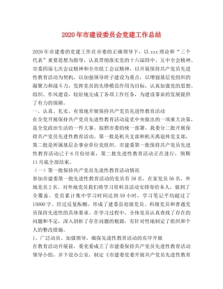 2020年市建设委员会党建工作总结 