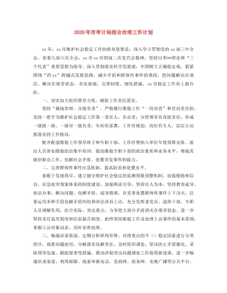 2020年市审计局综合治理工作计划 