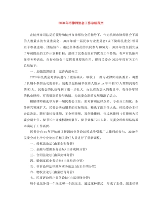2020年市律师协会工作总结范文 