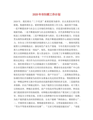 2020年市妇联工作计划 