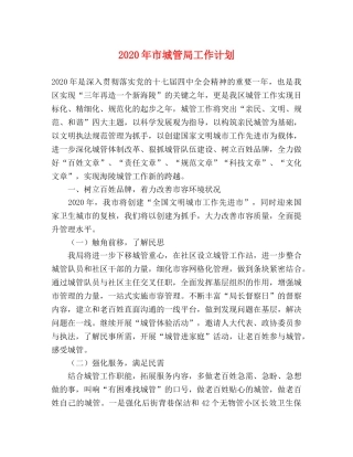 2020年市城管局工作计划 