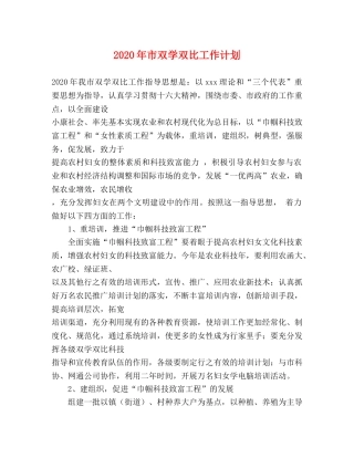 2020年市双学双比工作计划 