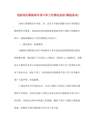 民政局扫黑除恶专项斗争工作情况总结精选范本)
