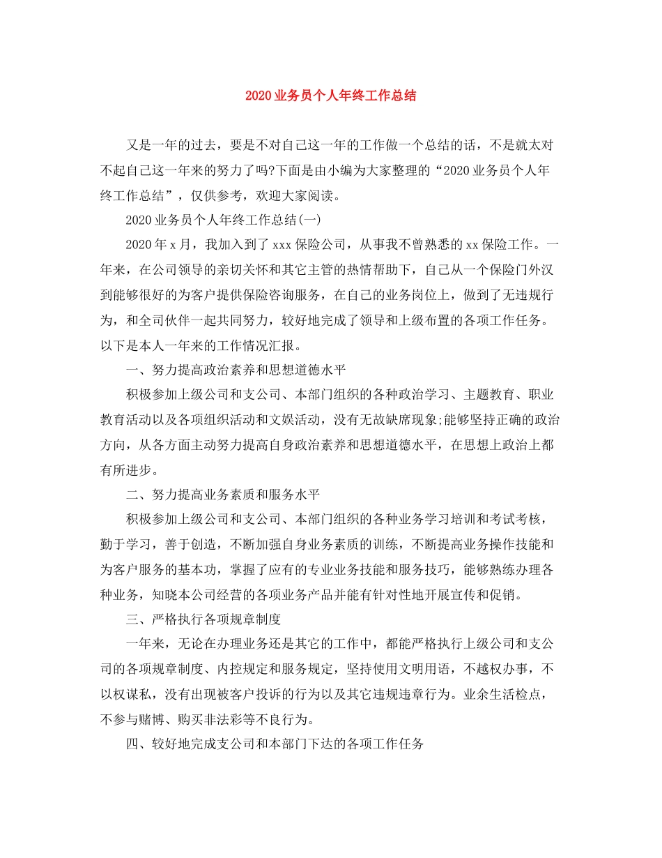 业务员个人年终工作总结1)_第1页