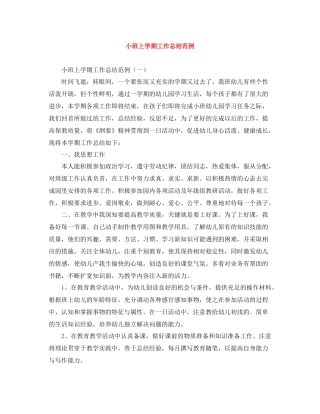 小班上学期工作总结范例