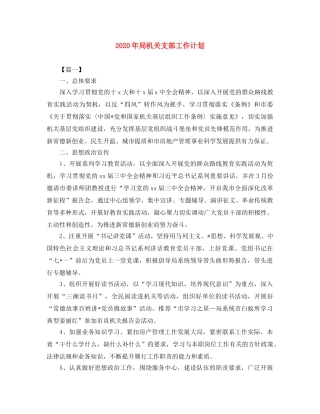 2020年局机关支部工作计划 