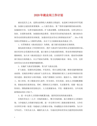2020年就业局工作计划 