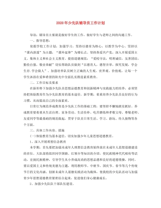 2020年少先队辅导员工作计划 