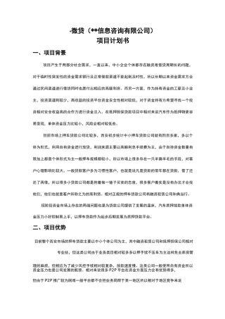 微贷项目计划书范文