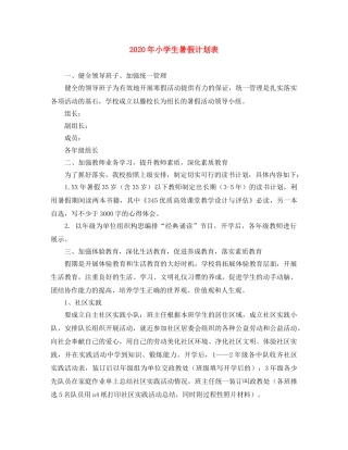 2020年小学生暑假计划表 