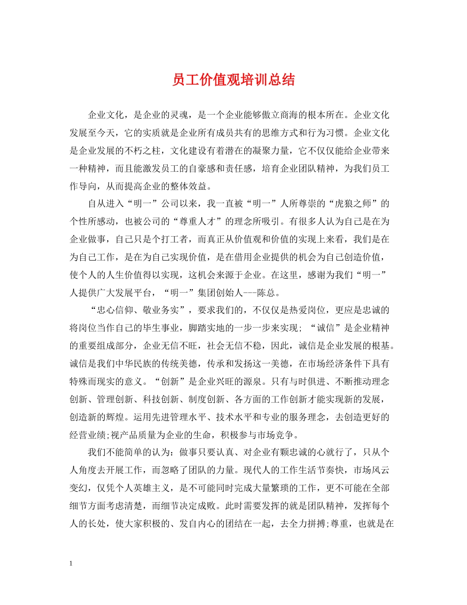 员工价值观培训总结_第1页
