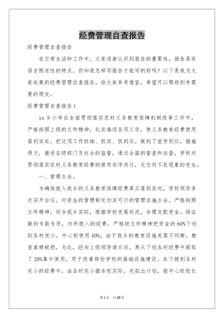 经费管理自查报告