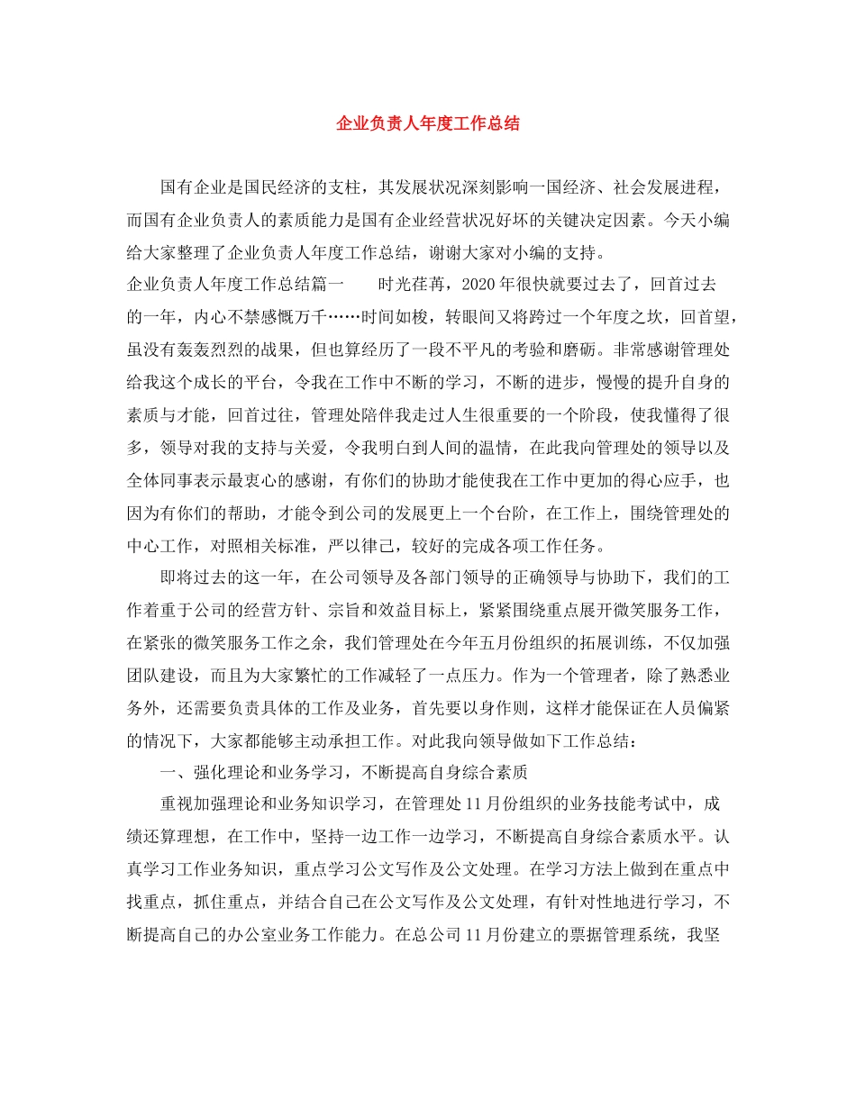 企业负责人年度工作总结_第1页