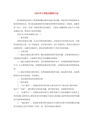 2020年小学校本教研计划 