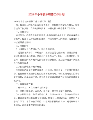 2020年小学校本研修工作计划 