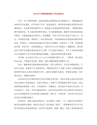 2020年小学教师新课改工作总结范文 
