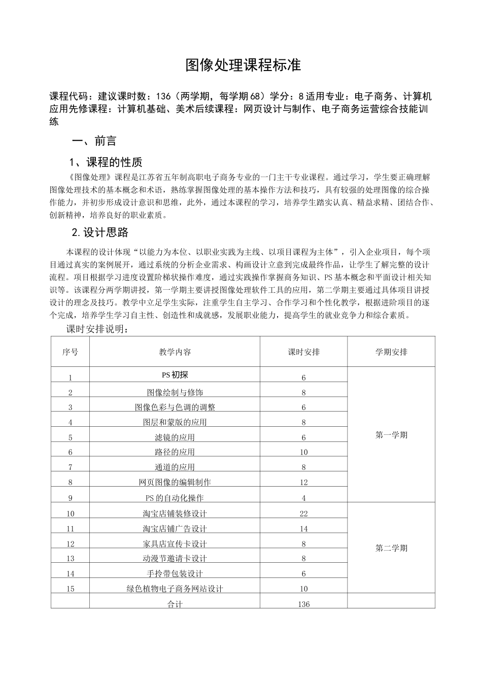 《图像处理》课程标准_第1页