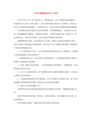 2020年底销售业务员个人总结